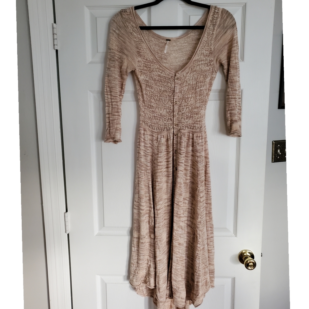 Free People Knit Midi Dress 3/4 Sleeve